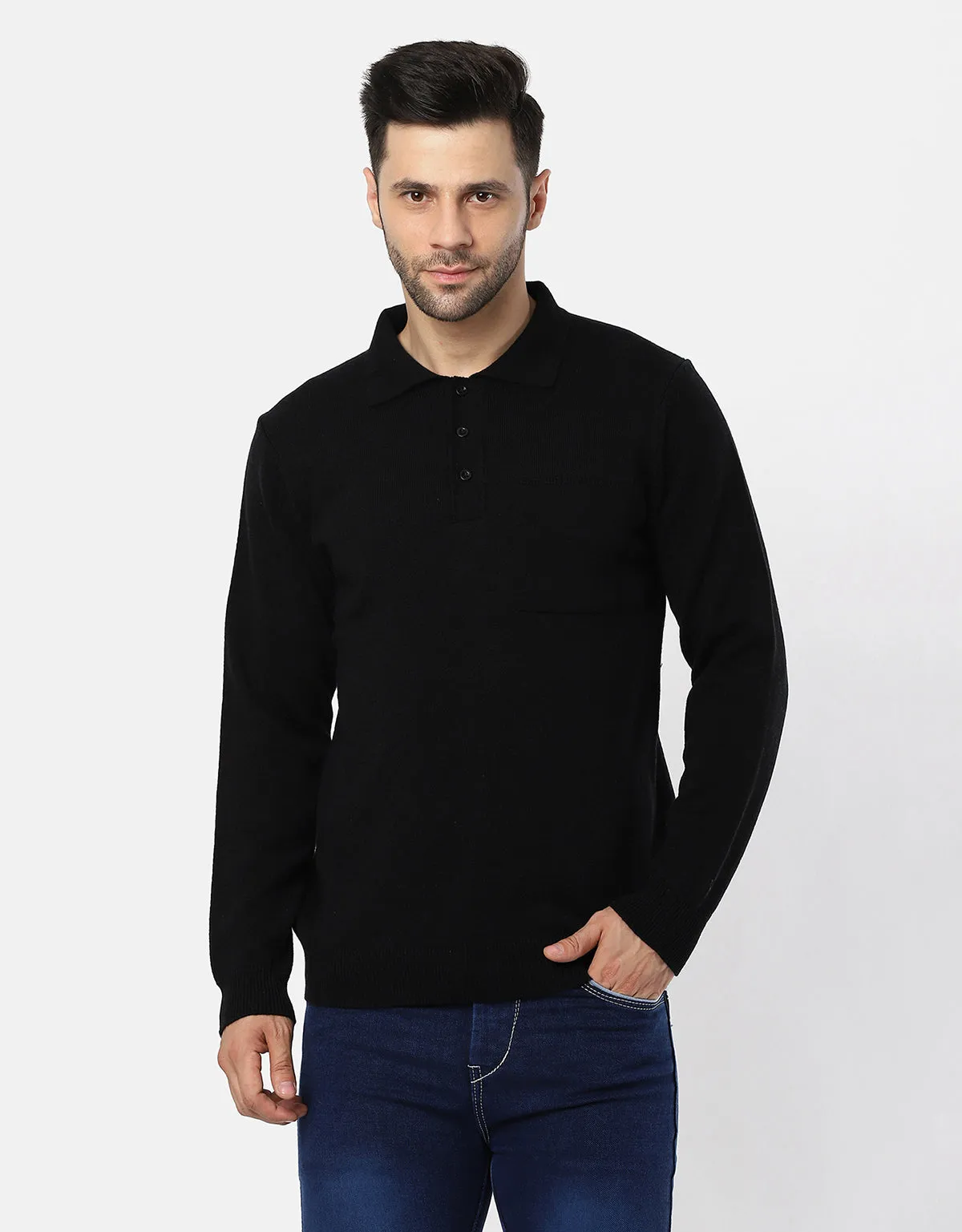 Men Woolen Collar Neck Pullover