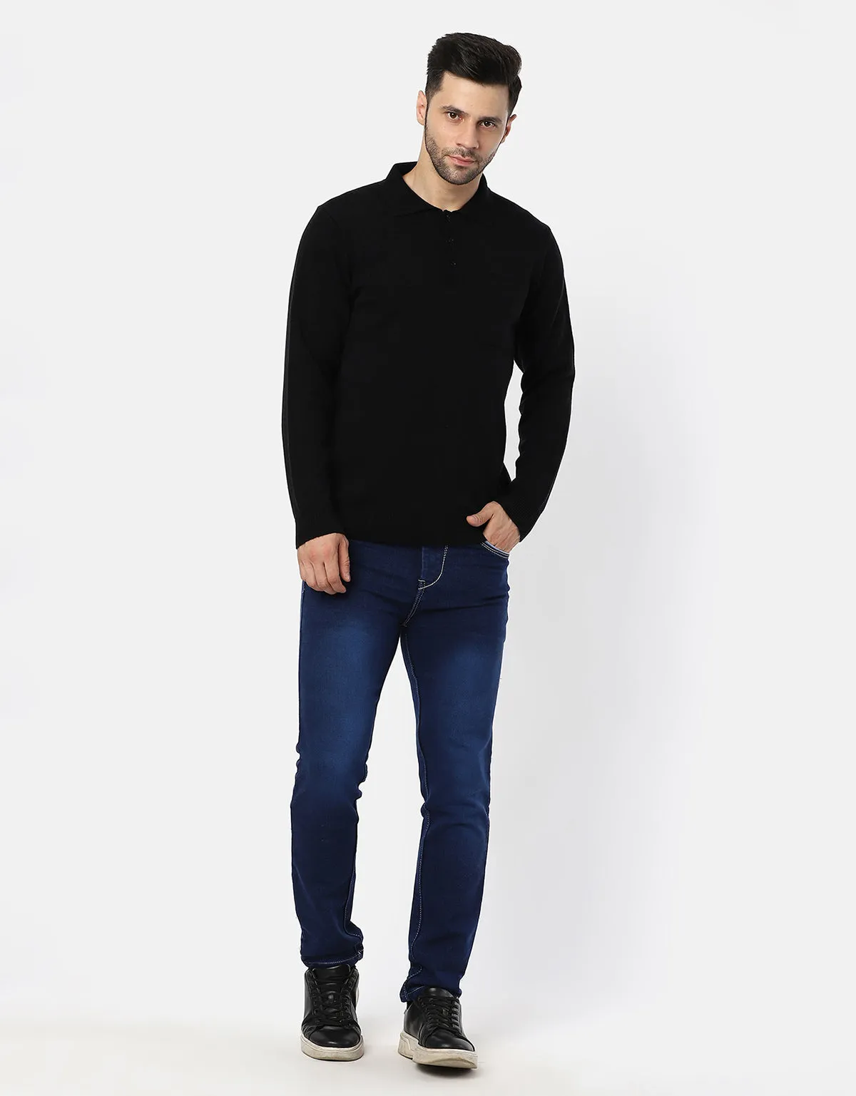 Men Woolen Collar Neck Pullover