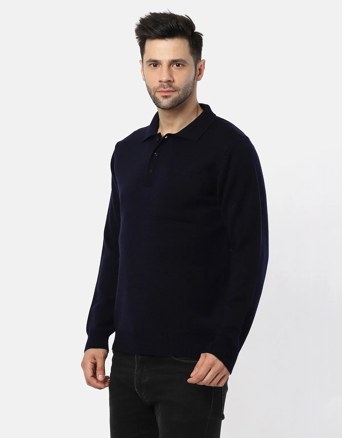 Men Woolen Collar Neck Pullover