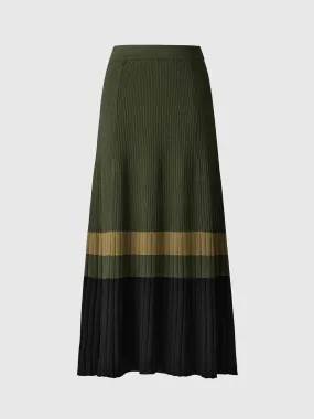 Merino blend ribbed skirt in colour block