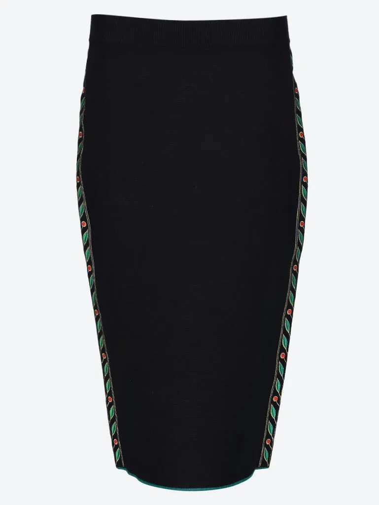 Merino wool embroidered laurel skirt