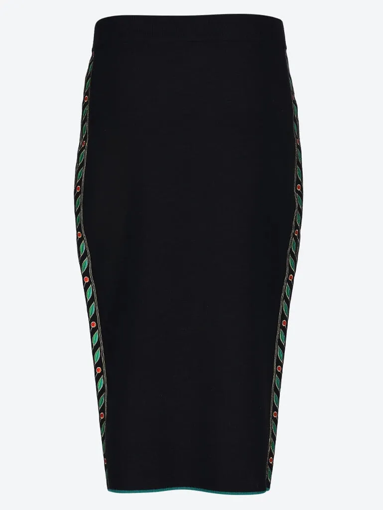 Merino wool embroidered laurel skirt