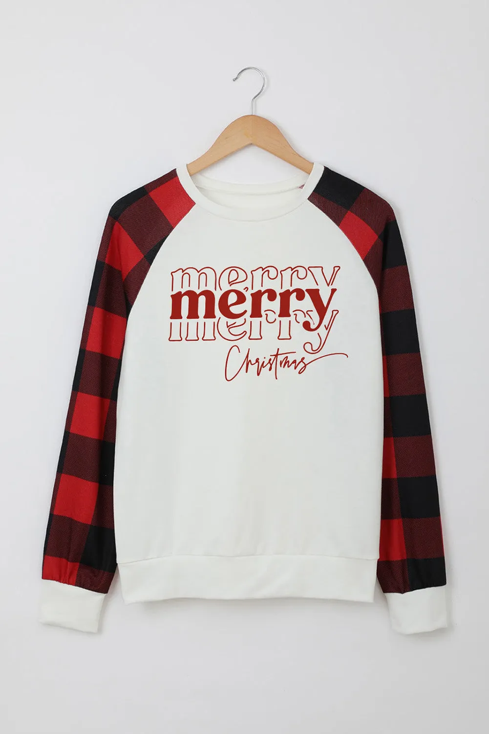 Merry Christmas Sweartshirt for Women Buffalo Plaid Xmas Pullover Top