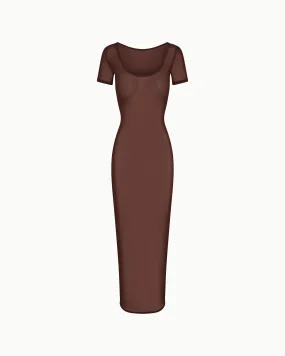 Mesh Scoop Neck Maxi Dress | Chocolate