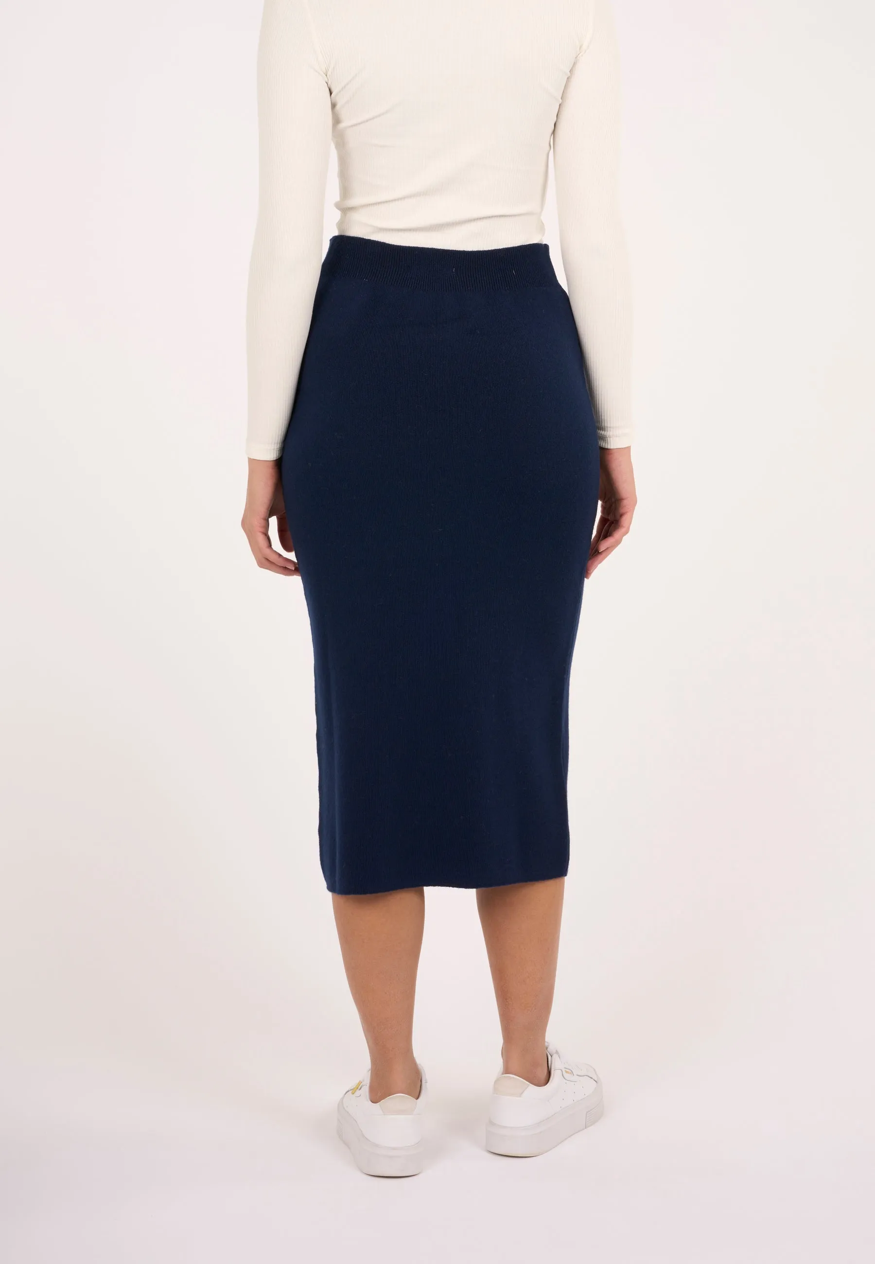 Midth lengt merino knit skirt - Total Eclipse