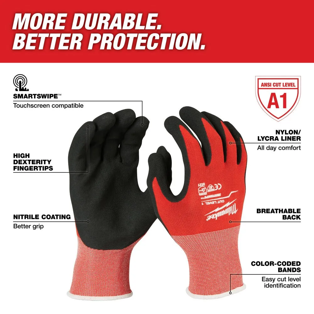 Milwaukee 48-22-8901B 12PK Cut 1 Dipped Gloves – M [A1]