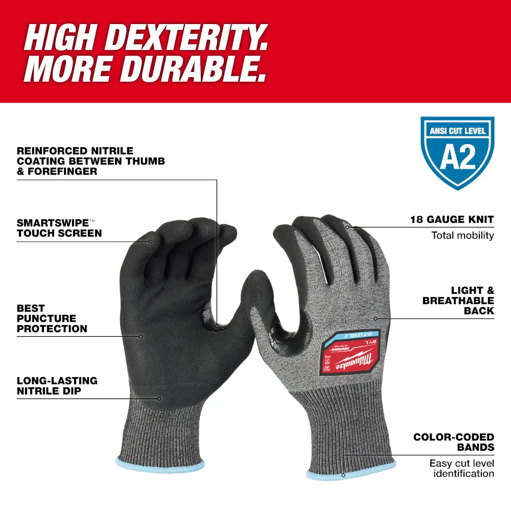 Milwaukee 48-73-7121 Cut Level 2 High-Dexterity Nitrile Dipped Gloves - M