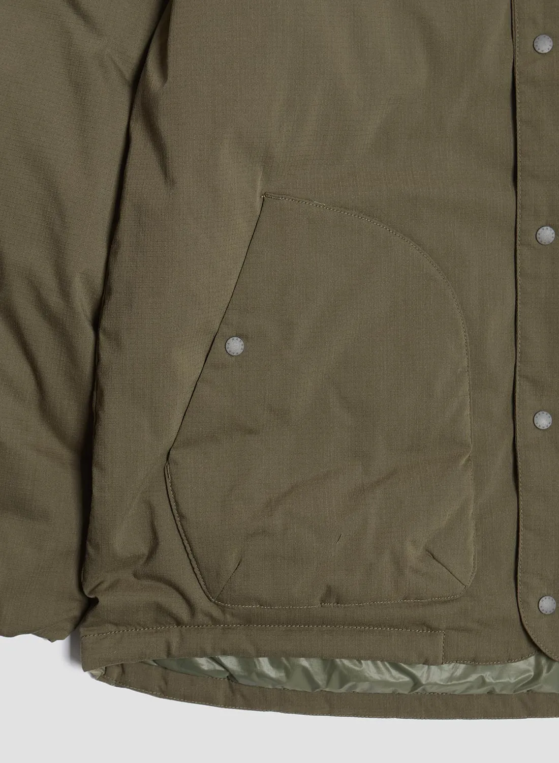 Nanga Hinoc Ripstop Inner Down Cardigan in Army Green