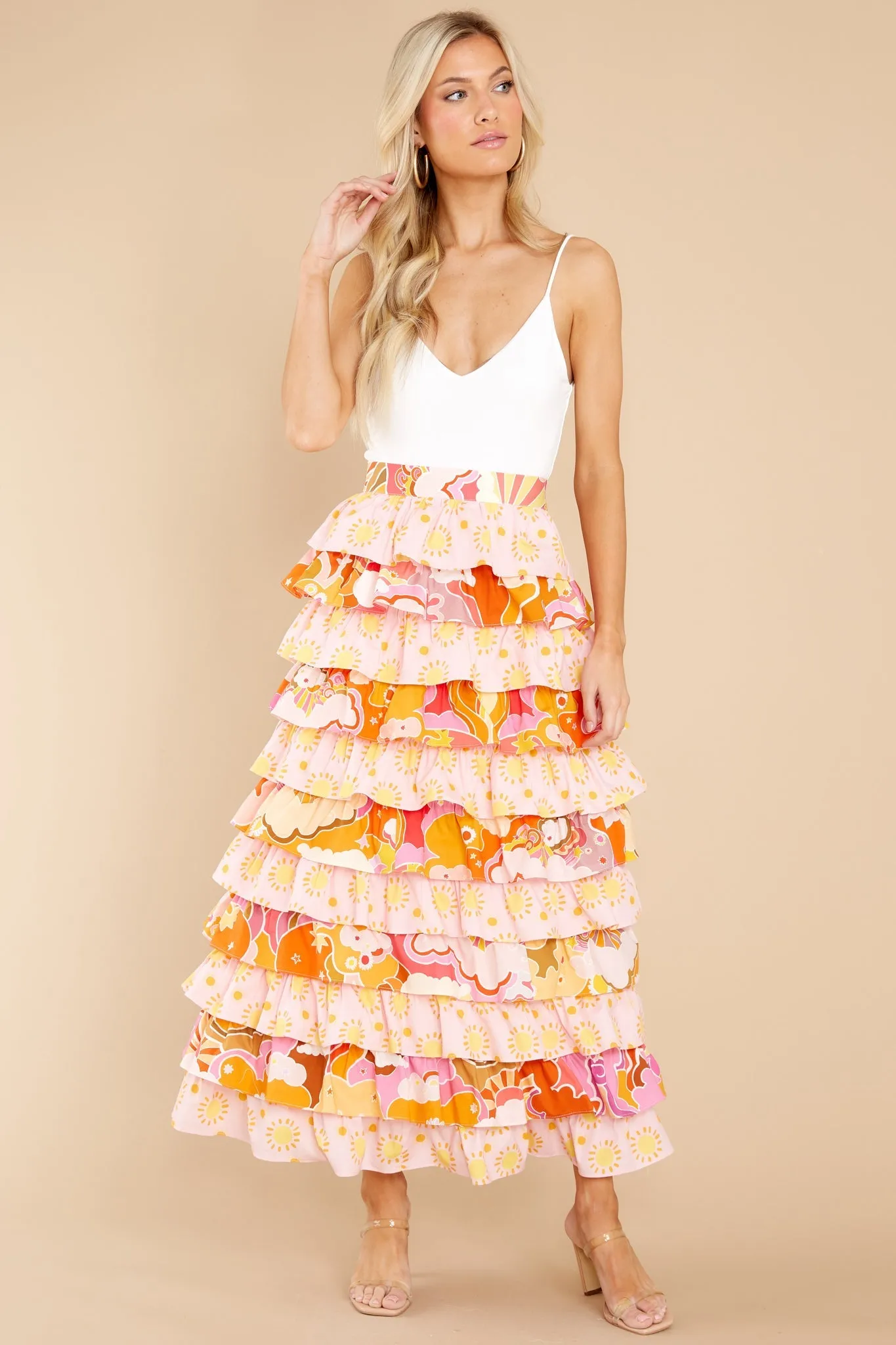 Nereida Orange Multi Skirt