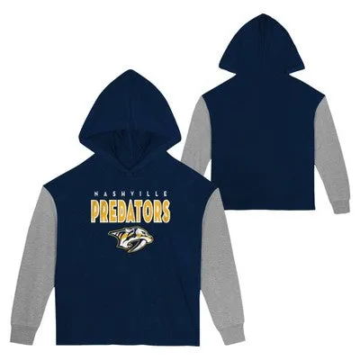 New - NHL Nashville Predators Girls' Long Sleeve Poly Fleece Hooded Sweatshirt - XL