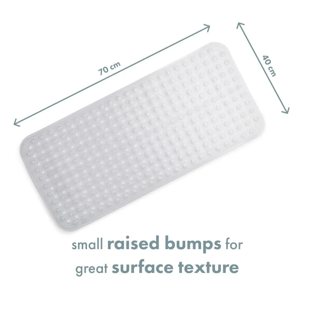 Non-Slip Bath Mat  Diamond Cut White 88x40cm/35x16in With Suction Cups