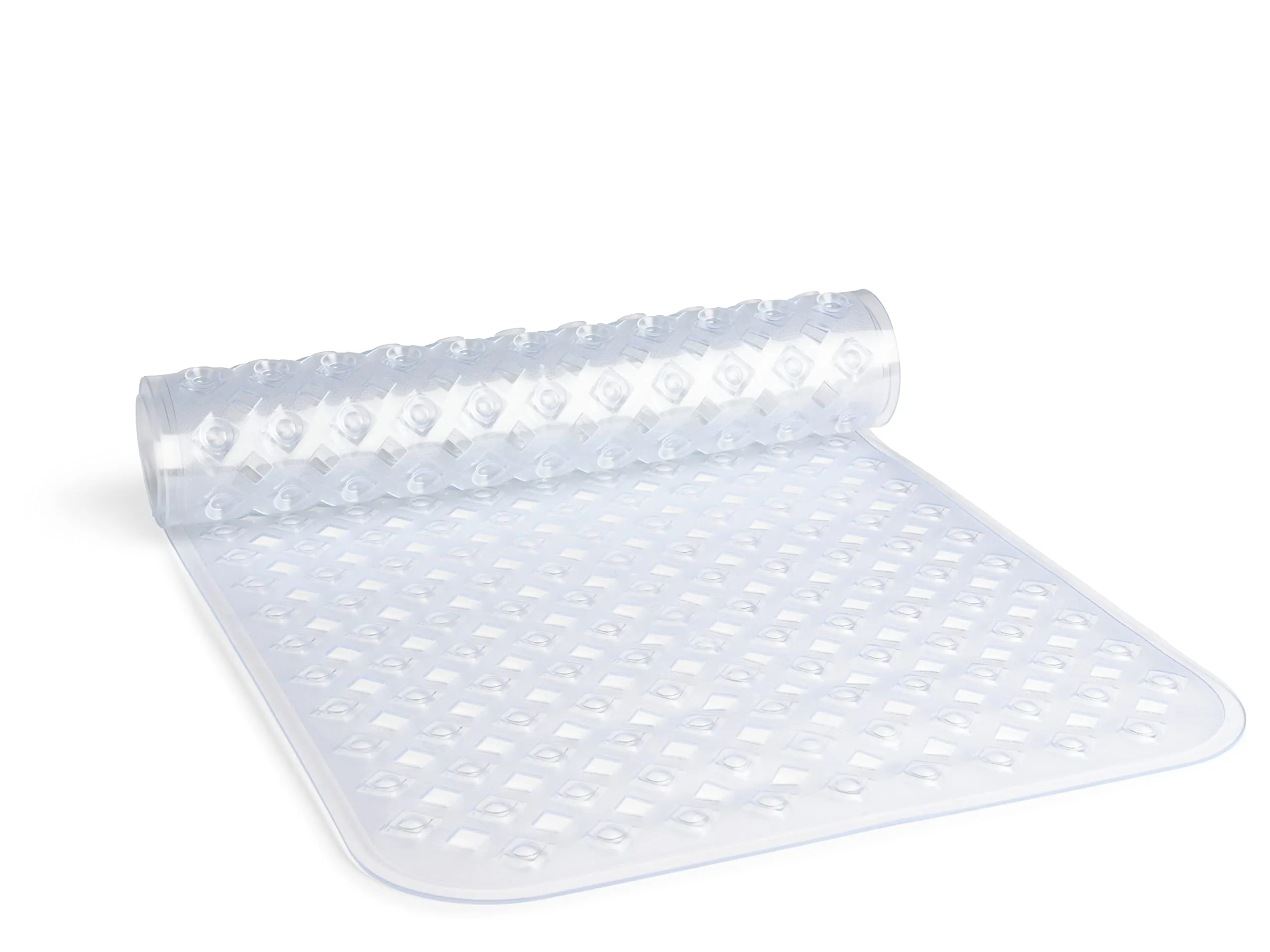 Non-Slip Bath Mat  Diamond Cut White 88x40cm/35x16in With Suction Cups