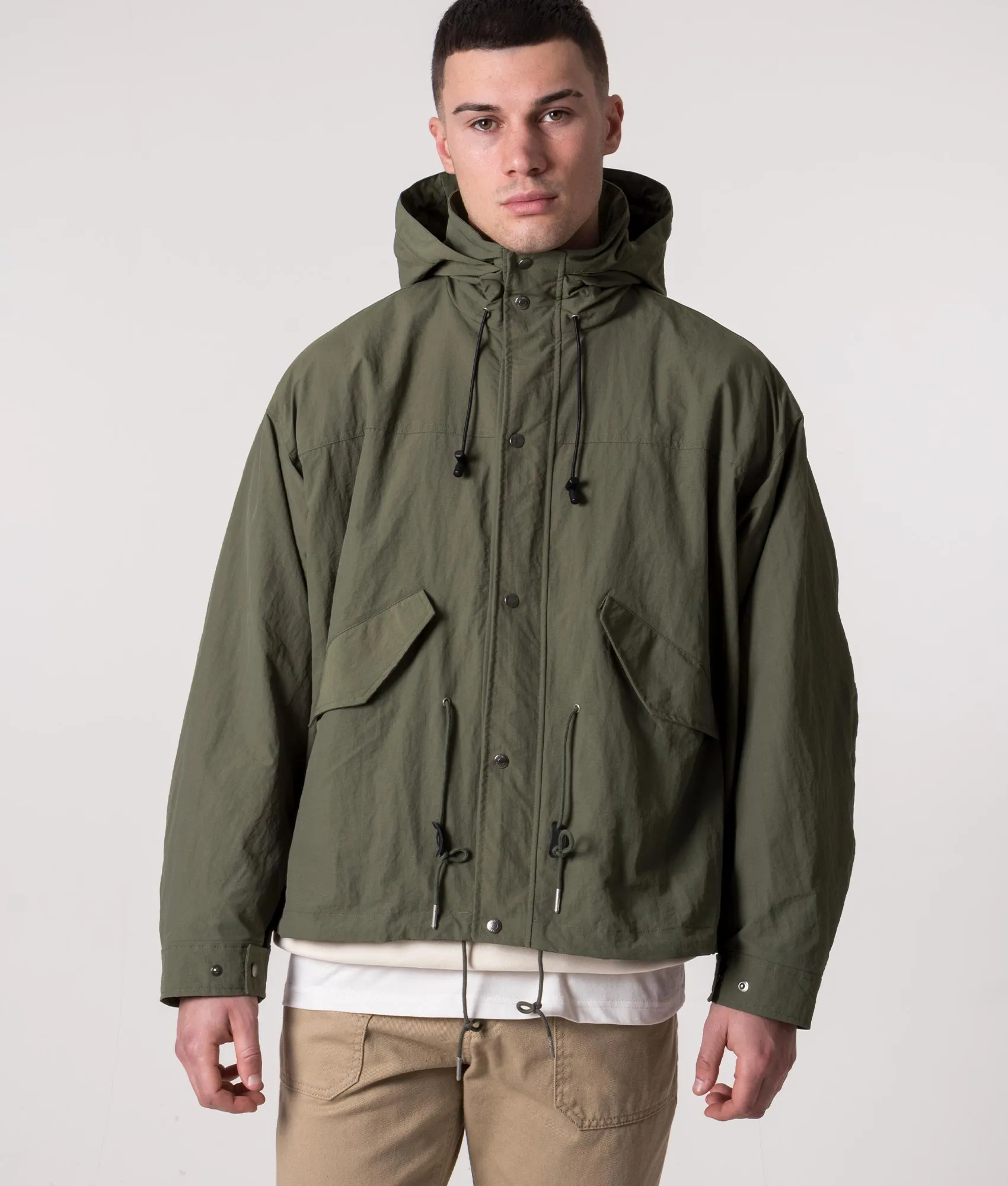 Oversized Fit Nylon Military Short Jacket