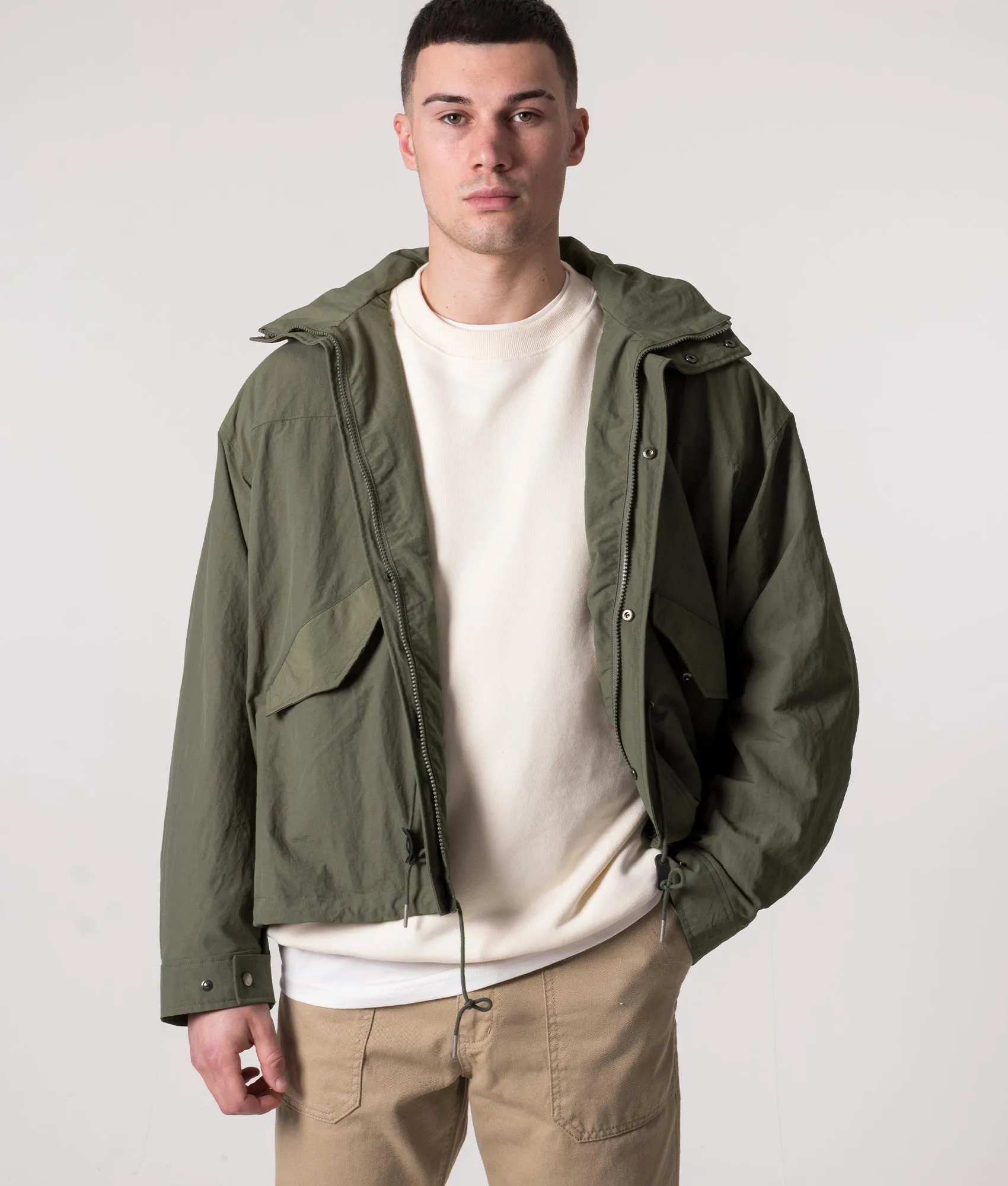 Oversized Fit Nylon Military Short Jacket