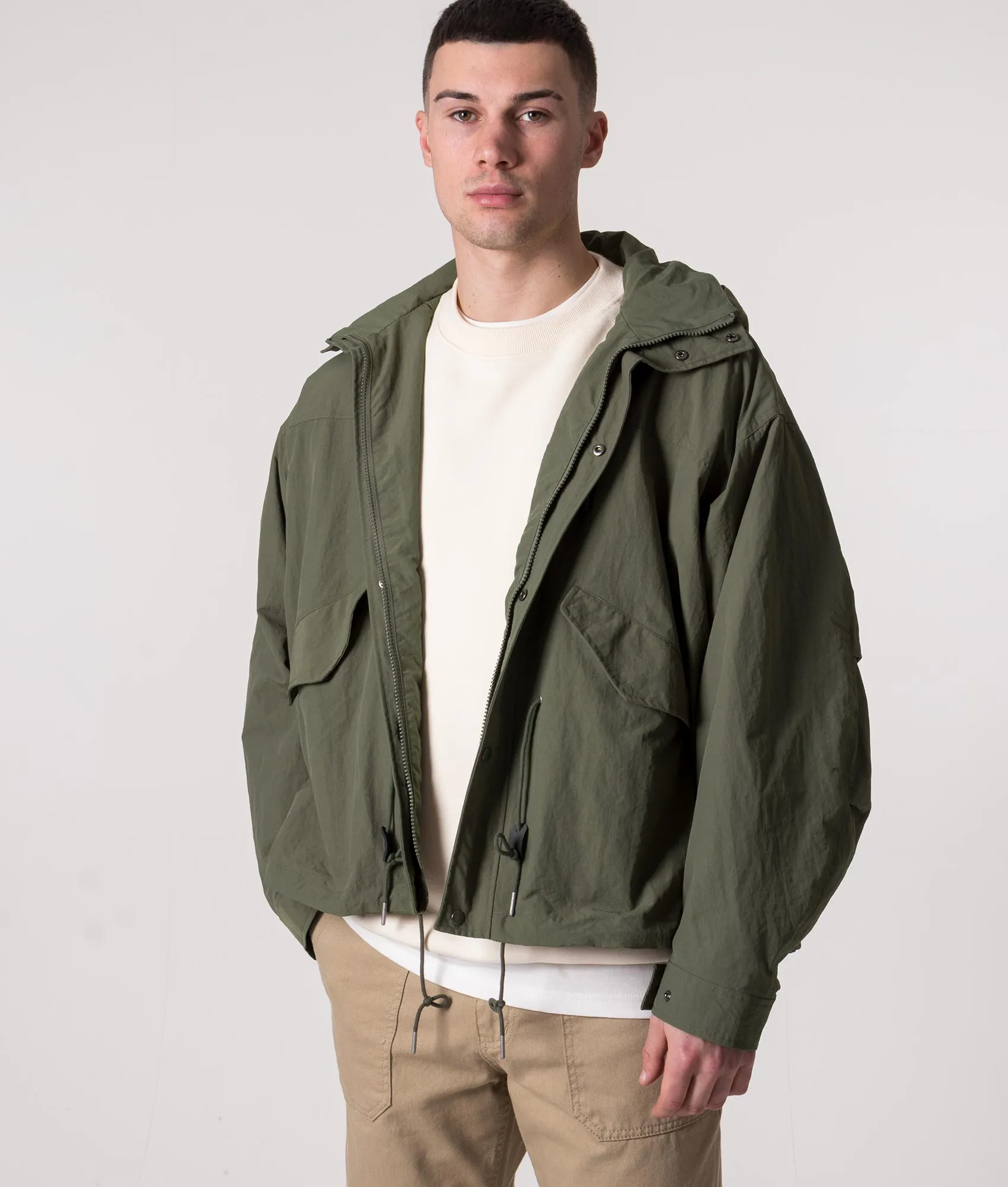 Oversized Fit Nylon Military Short Jacket