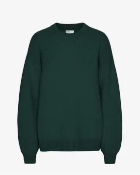 Oversized Merino Wool Crew - Emerald Green