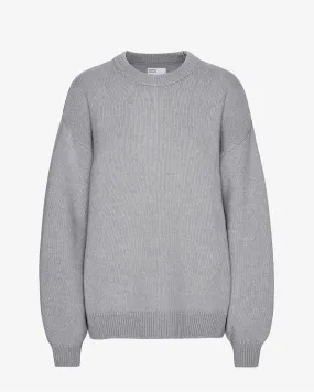 Oversized Merino Wool Crew - Heather Grey