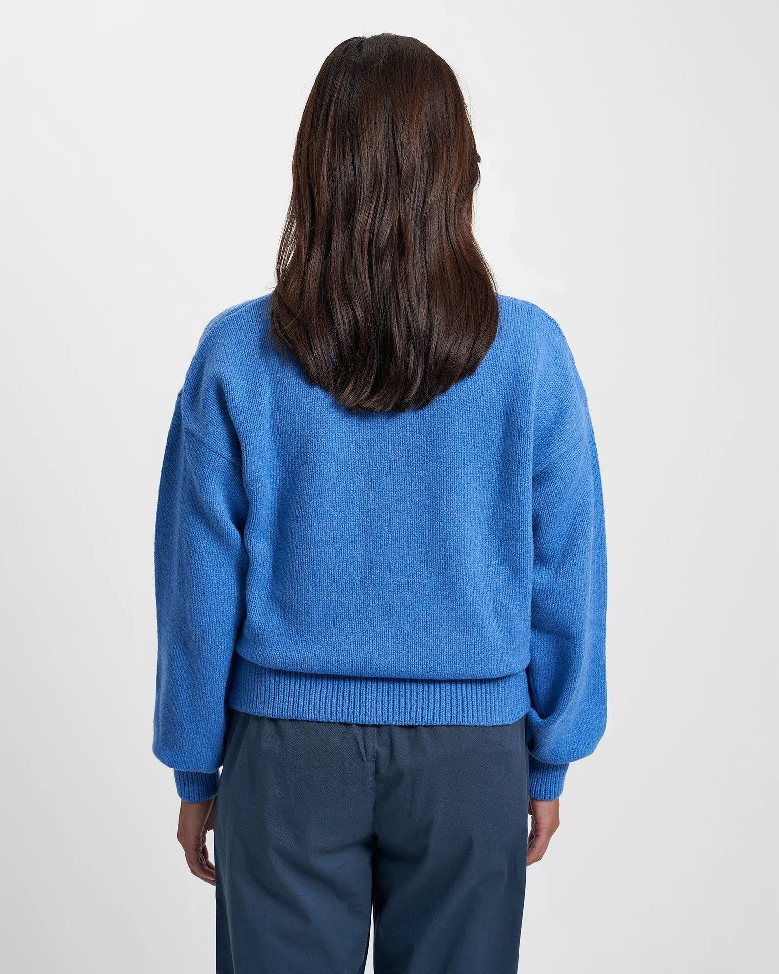 Oversized Merino Wool Crew - Pacific Blue