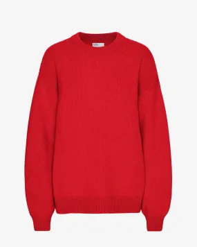 Oversized Merino Wool Crew - Scarlet Red