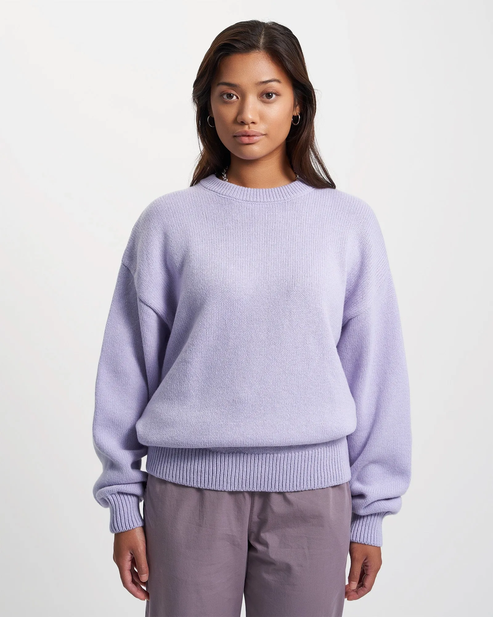 Oversized Merino Wool Crew - Soft Lavender