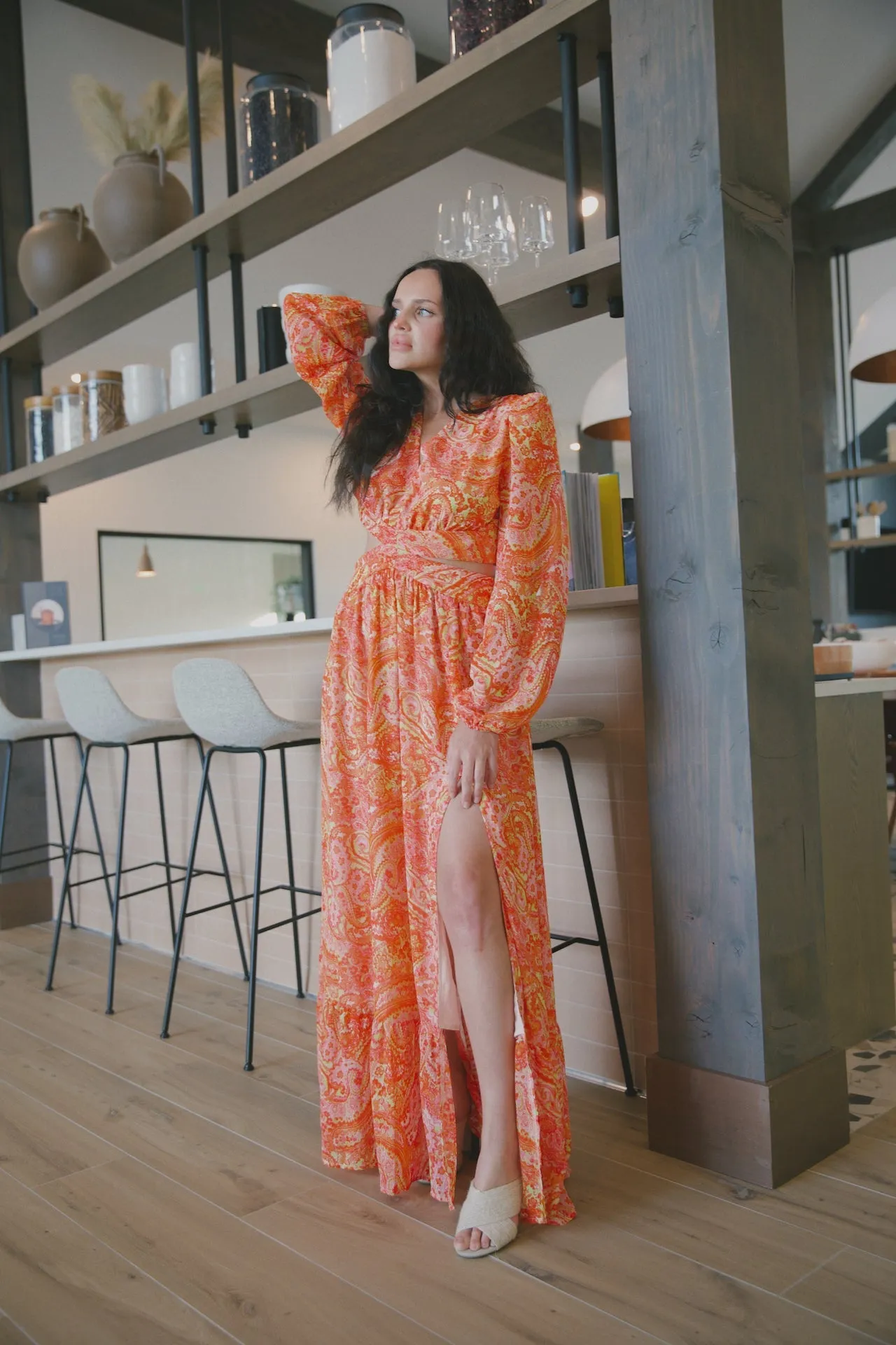 Paisley Orange Maxi Dress