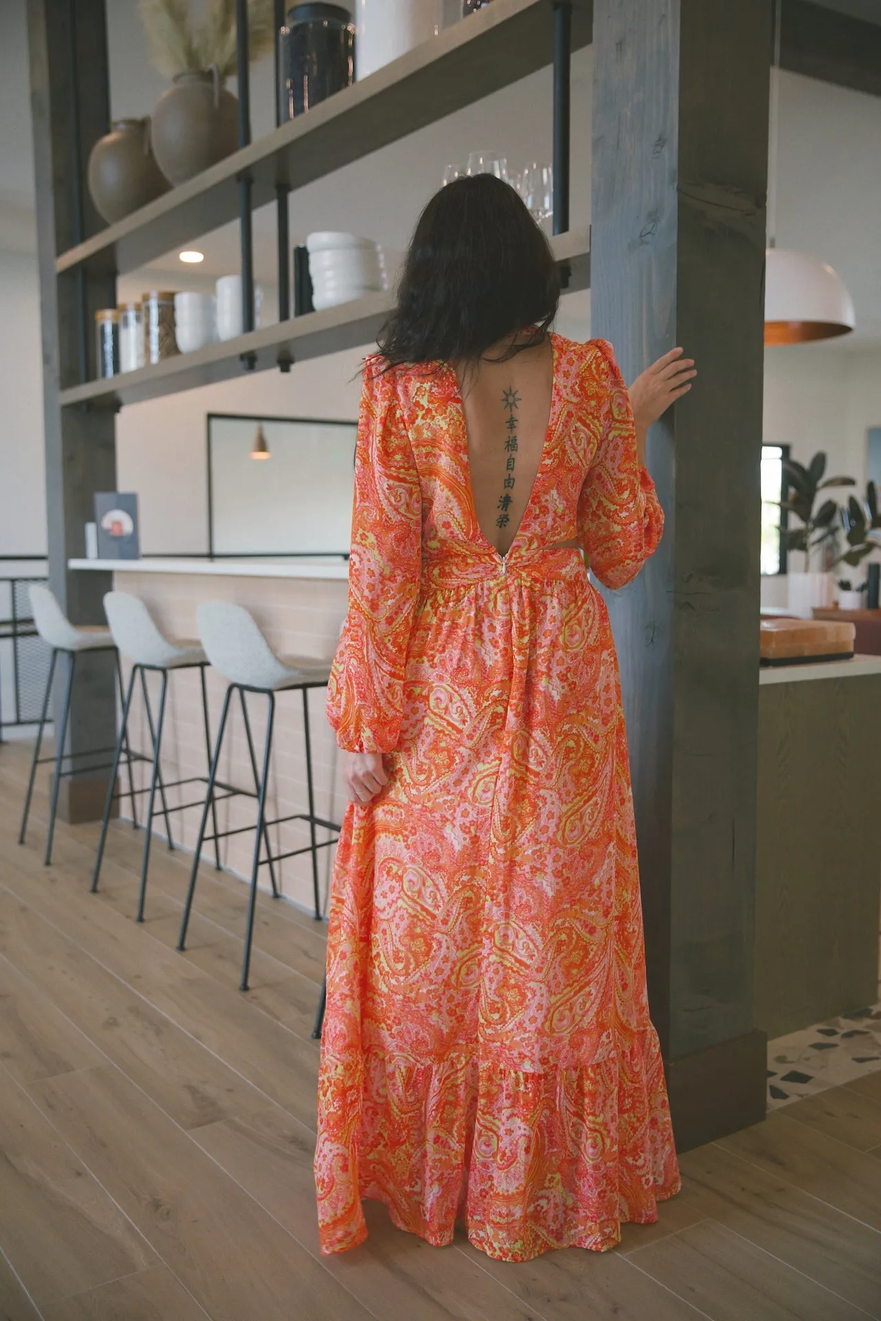 Paisley Orange Maxi Dress