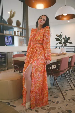 Paisley Orange Maxi Dress