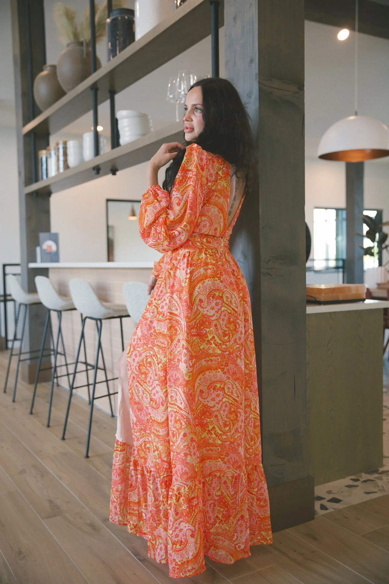 Paisley Orange Maxi Dress