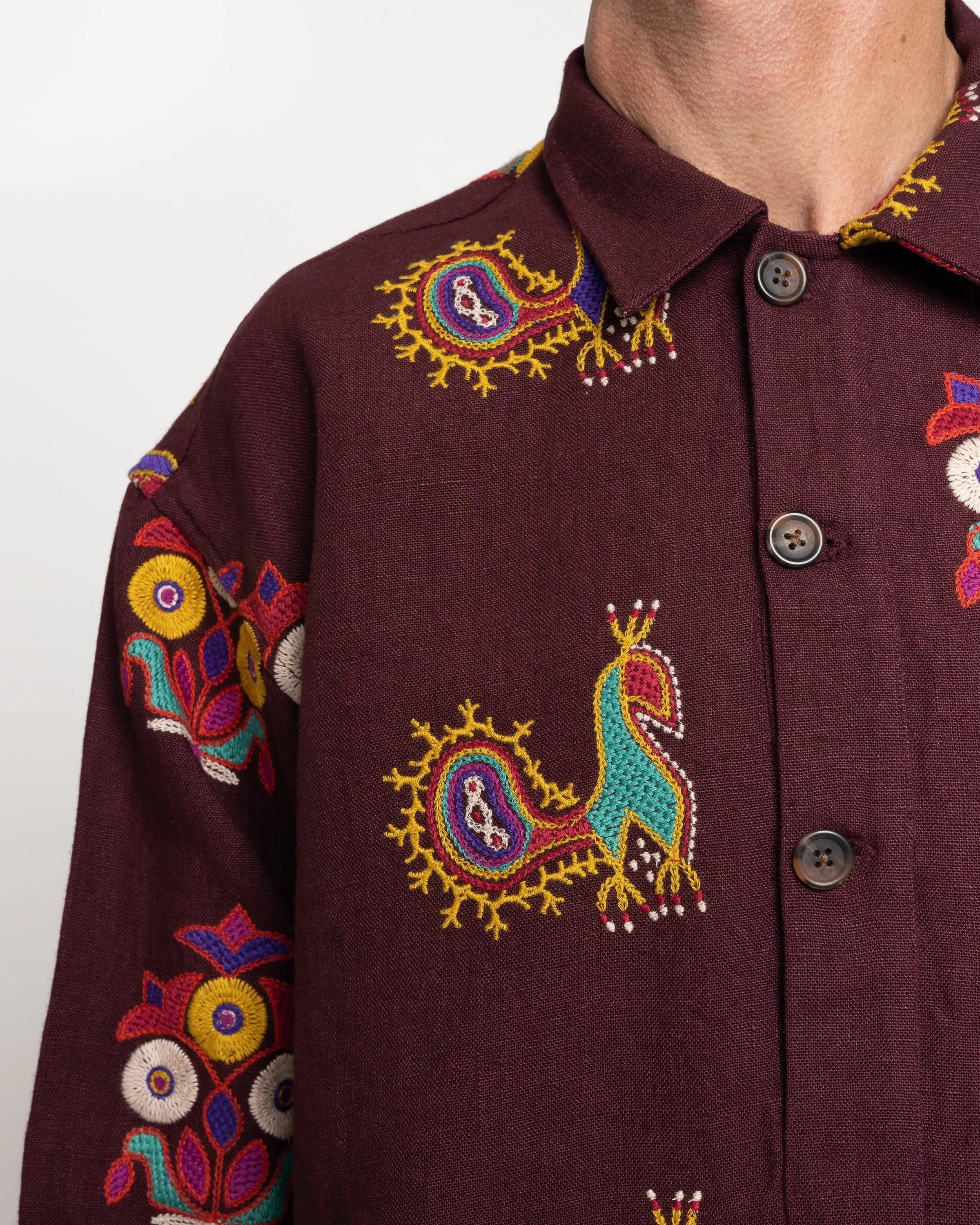 Peacock Pullover in Maroon/Multi