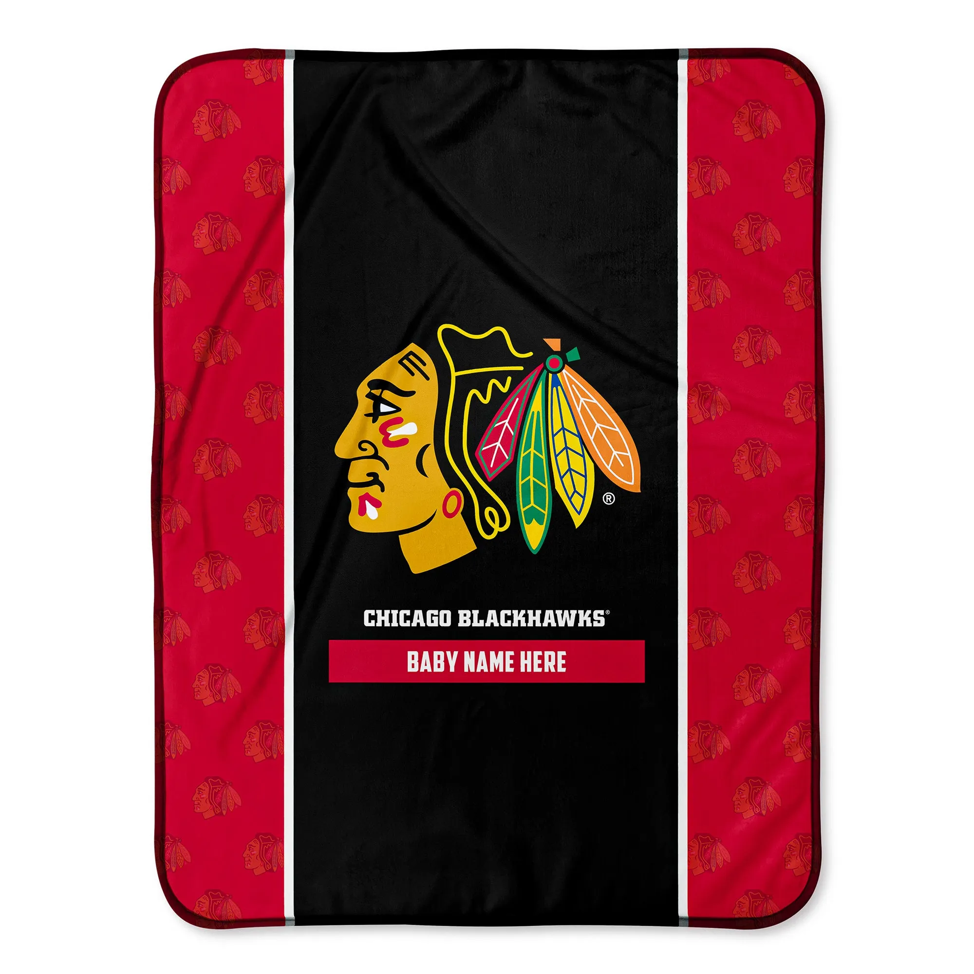 Personalized Chicago Blackhawks Icon Baby Pixel Fleece Blanket