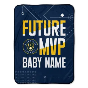 Personalized Milwaukee Brewers MVP Baby Pixel Fleece Blanket