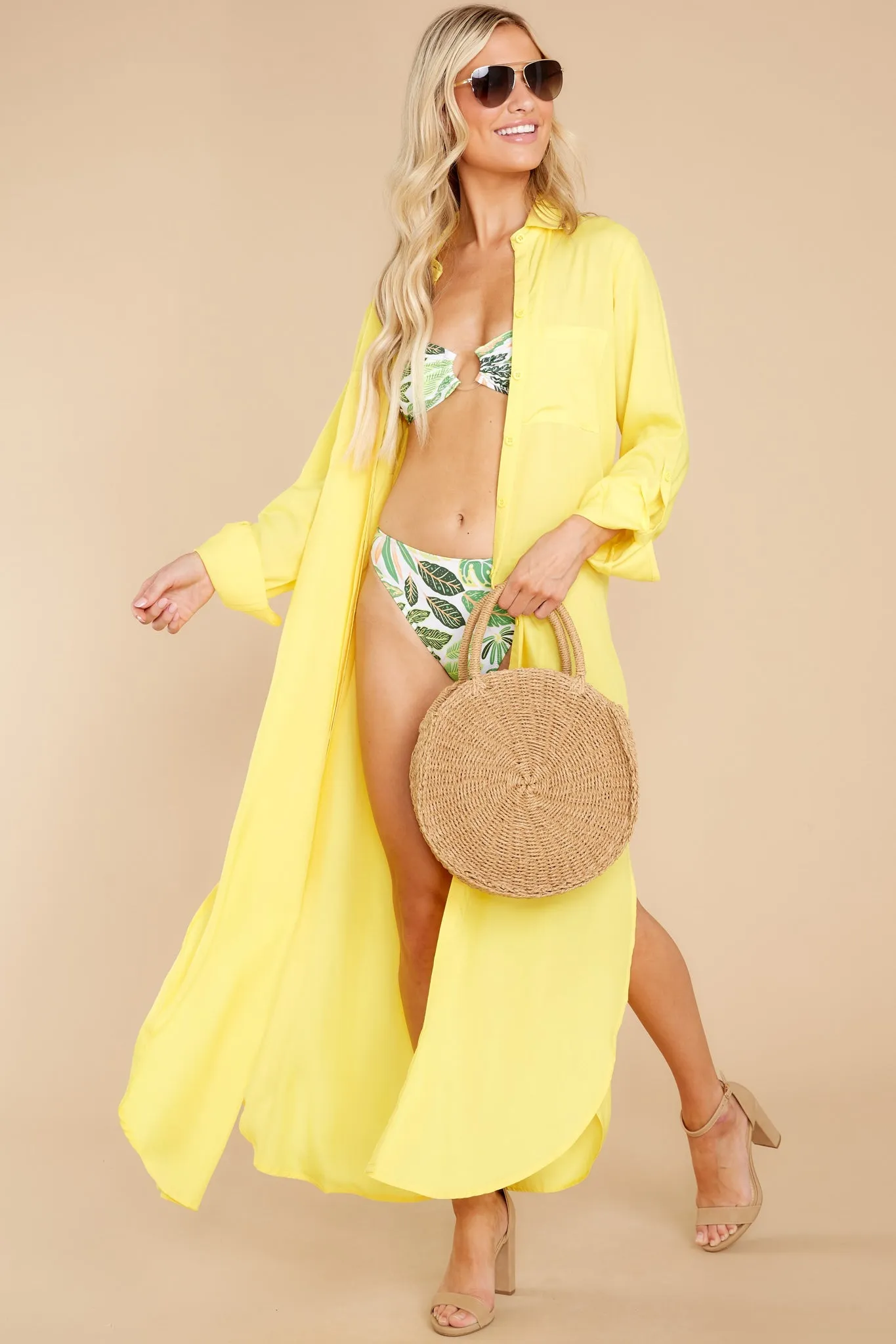 Polished Enterprise Yellow Cover Up Dress