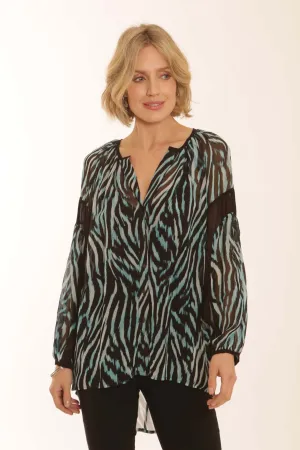 Pomodoro Clothing Blurred Zebra Blouse 72359