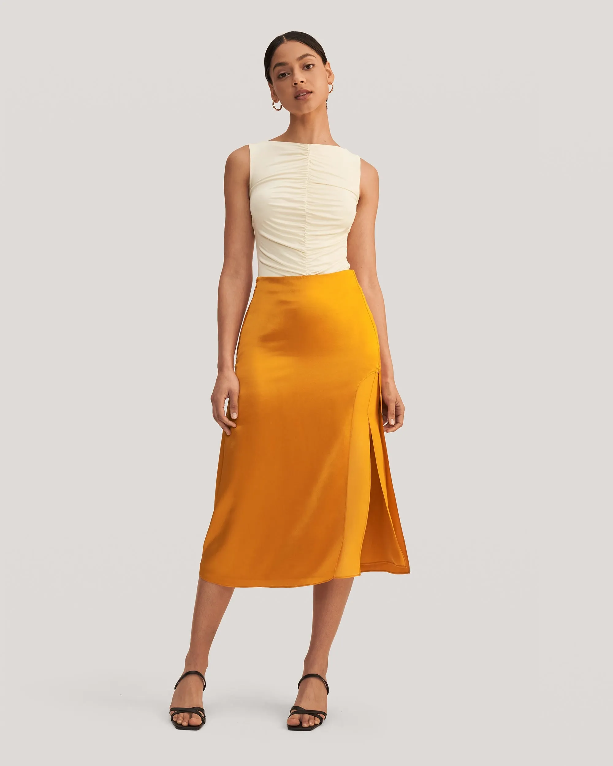 Prunus Split Midi Skirt