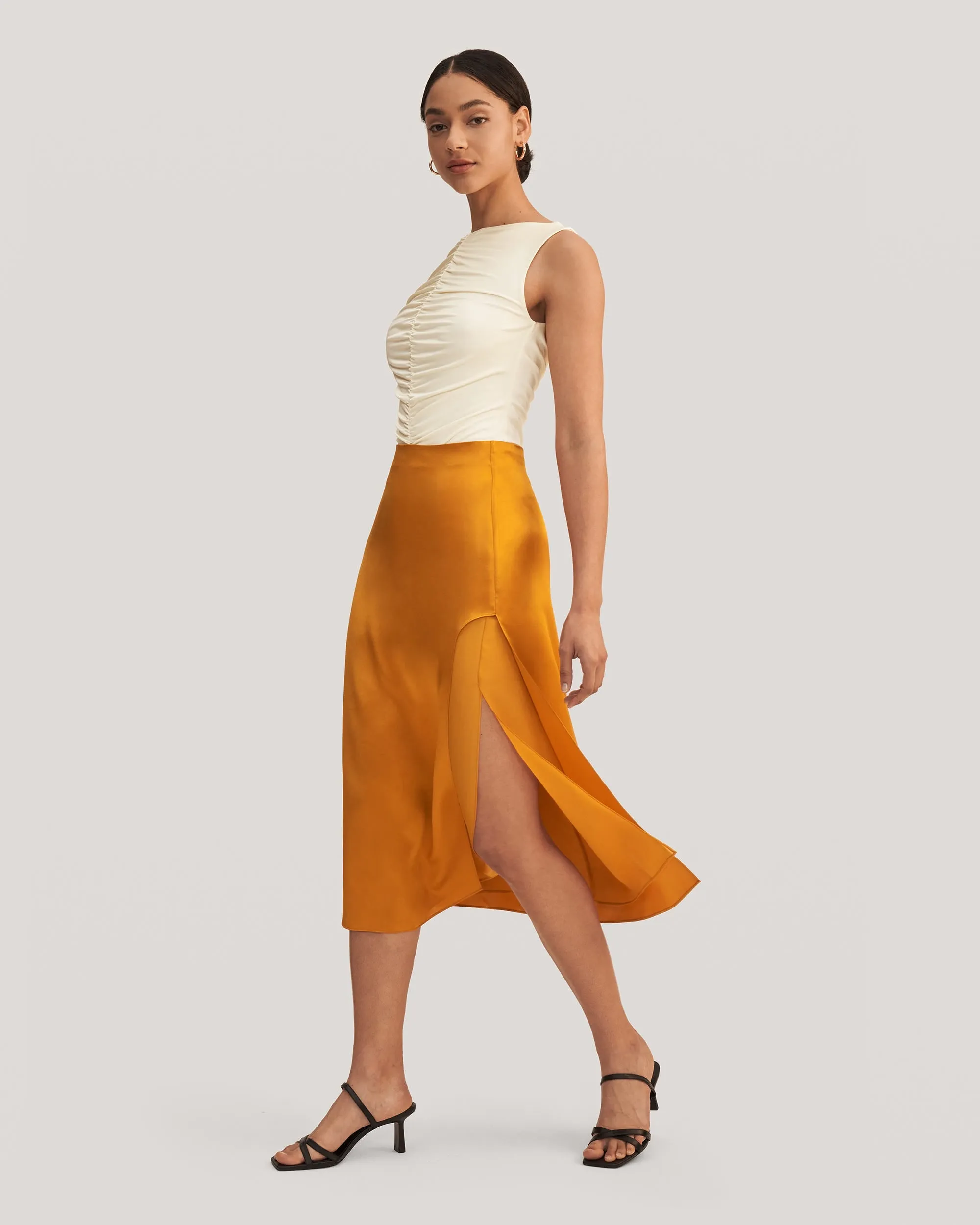 Prunus Split Midi Skirt