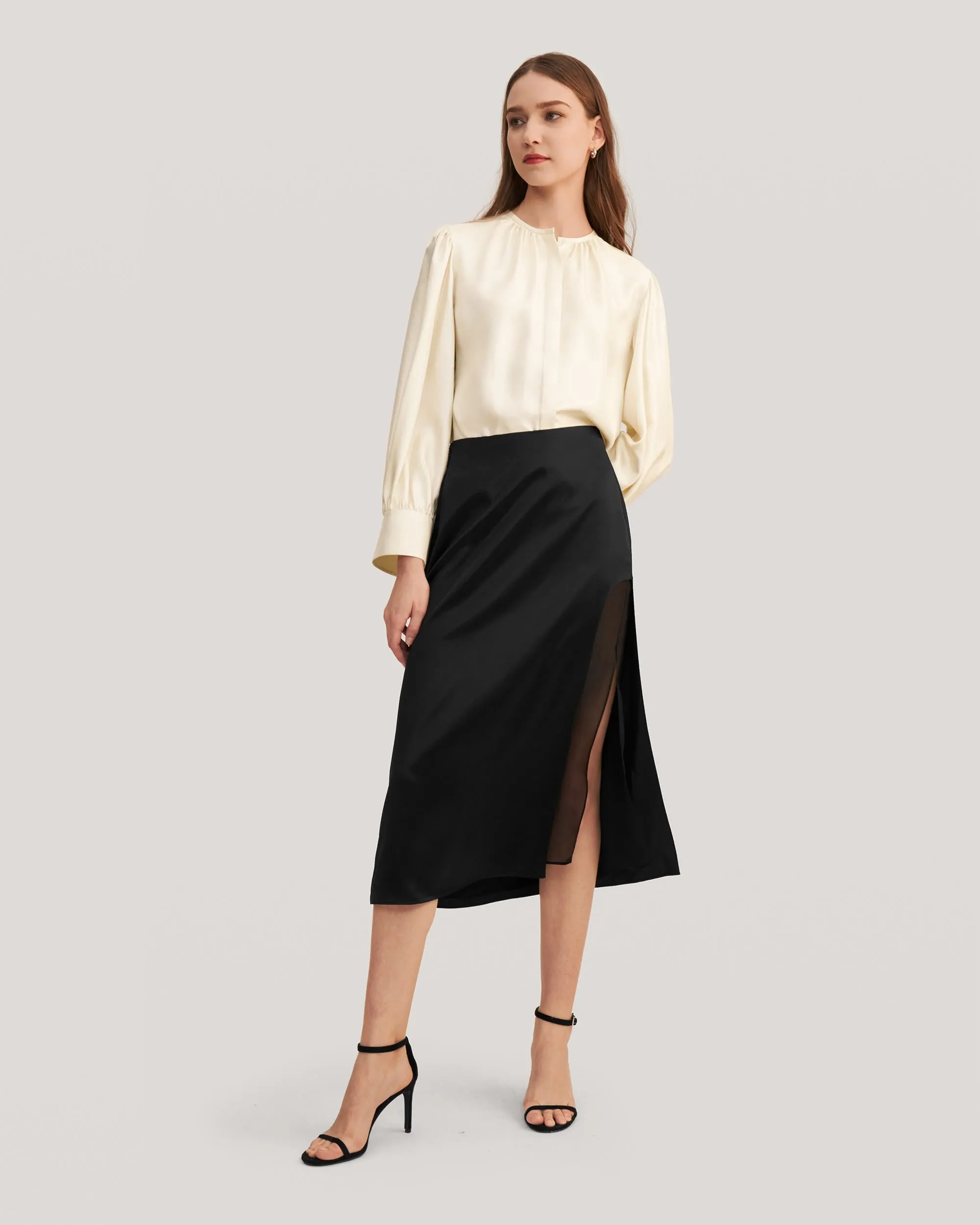 Prunus Split Midi Skirt