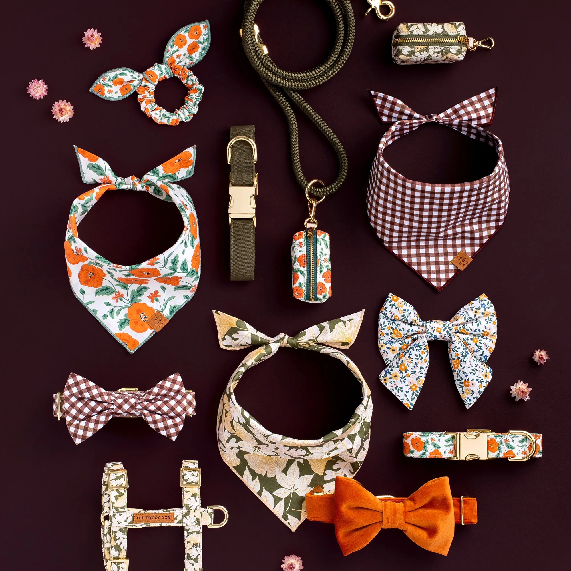 Pumpkin Velvet Bow Tie Collar