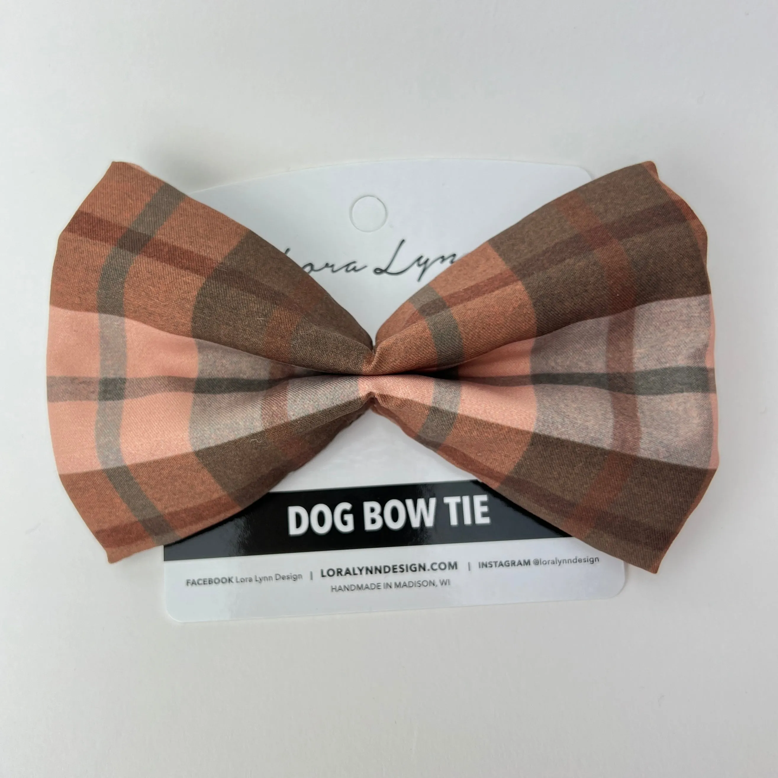 Pumpkins and Plaid - Brown Plaid dog bow tie