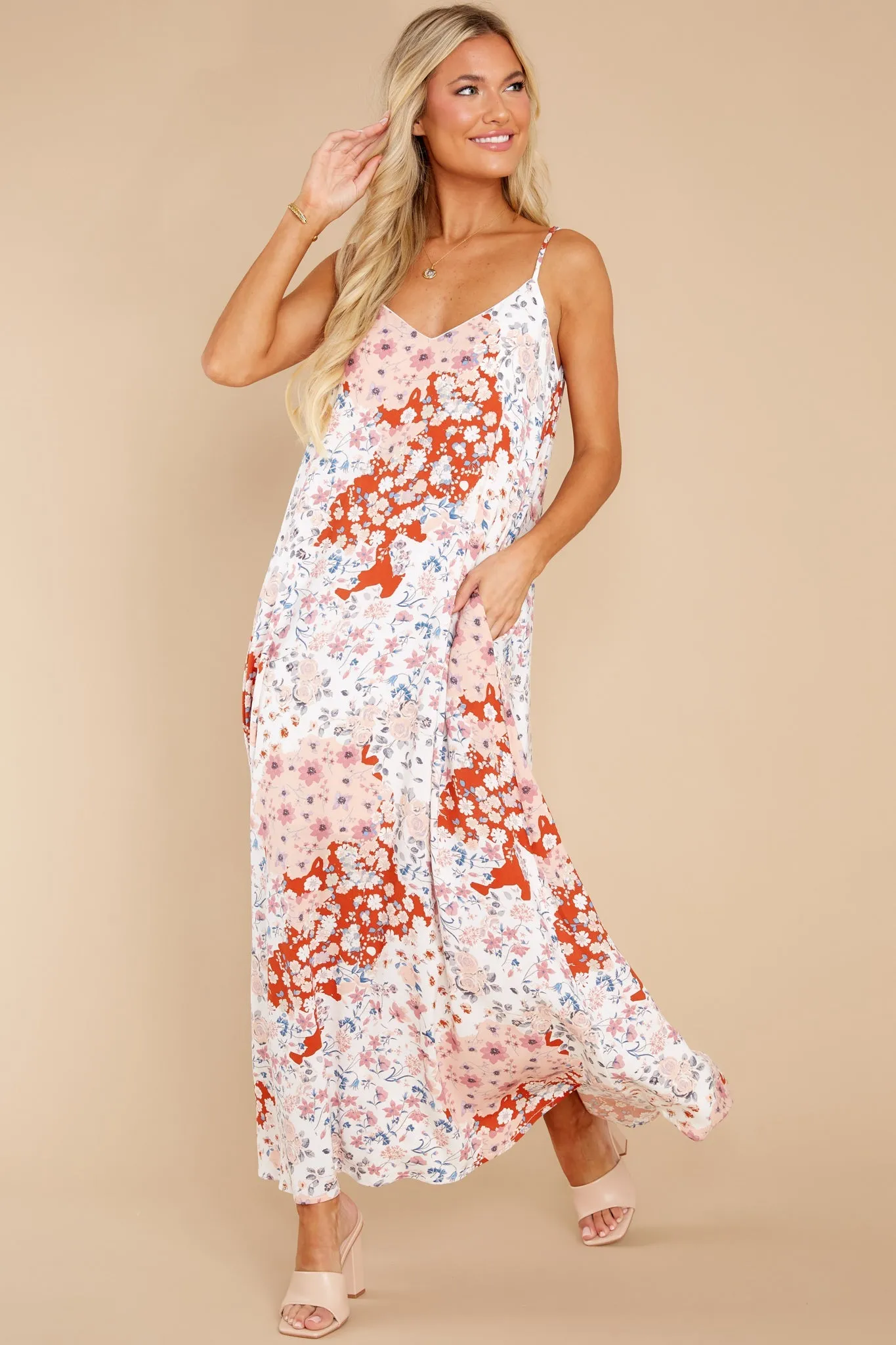 Pursue Your Passion Ivory Multi Floral Print Maxi Dress