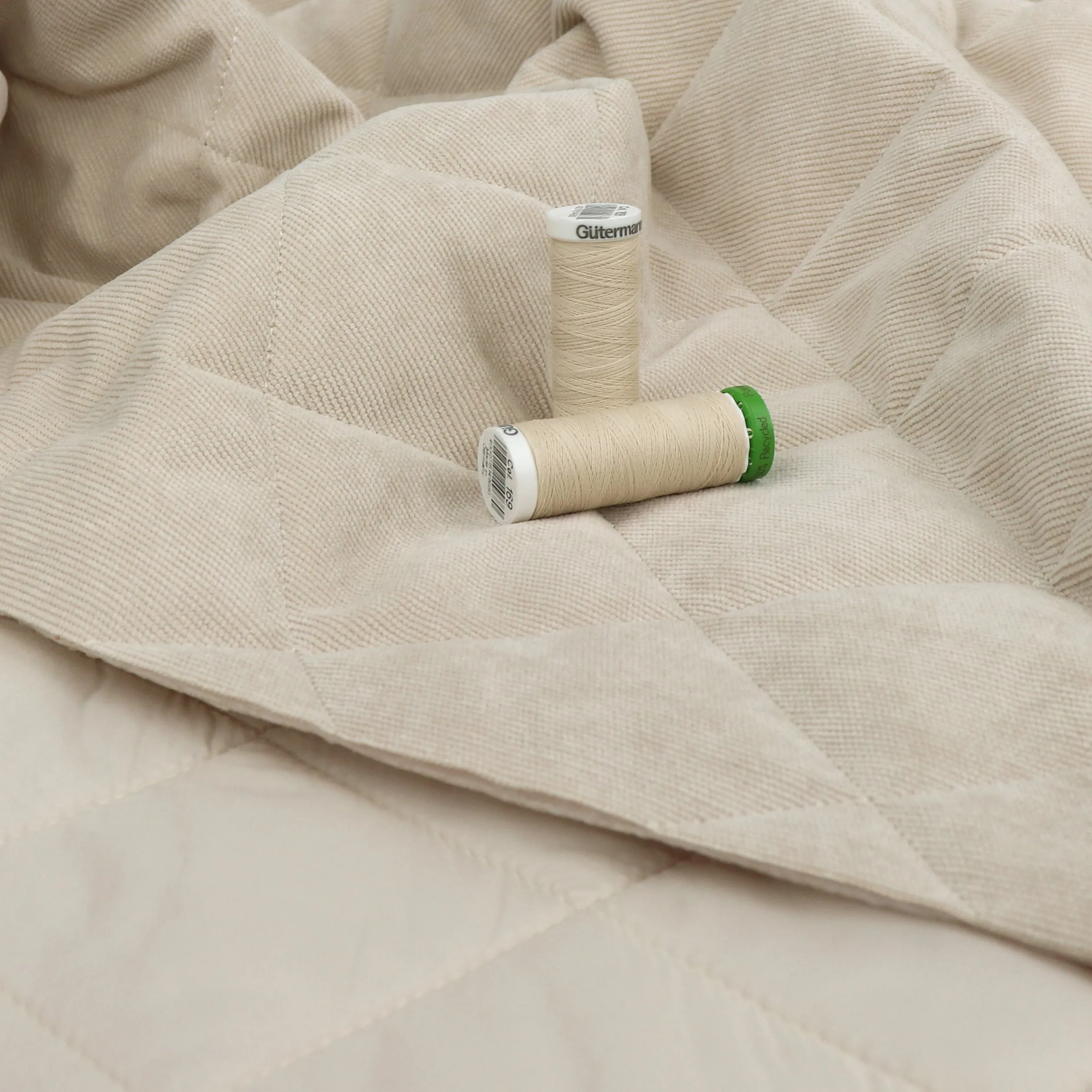 Quilted Corduroy Coating - Light Cream