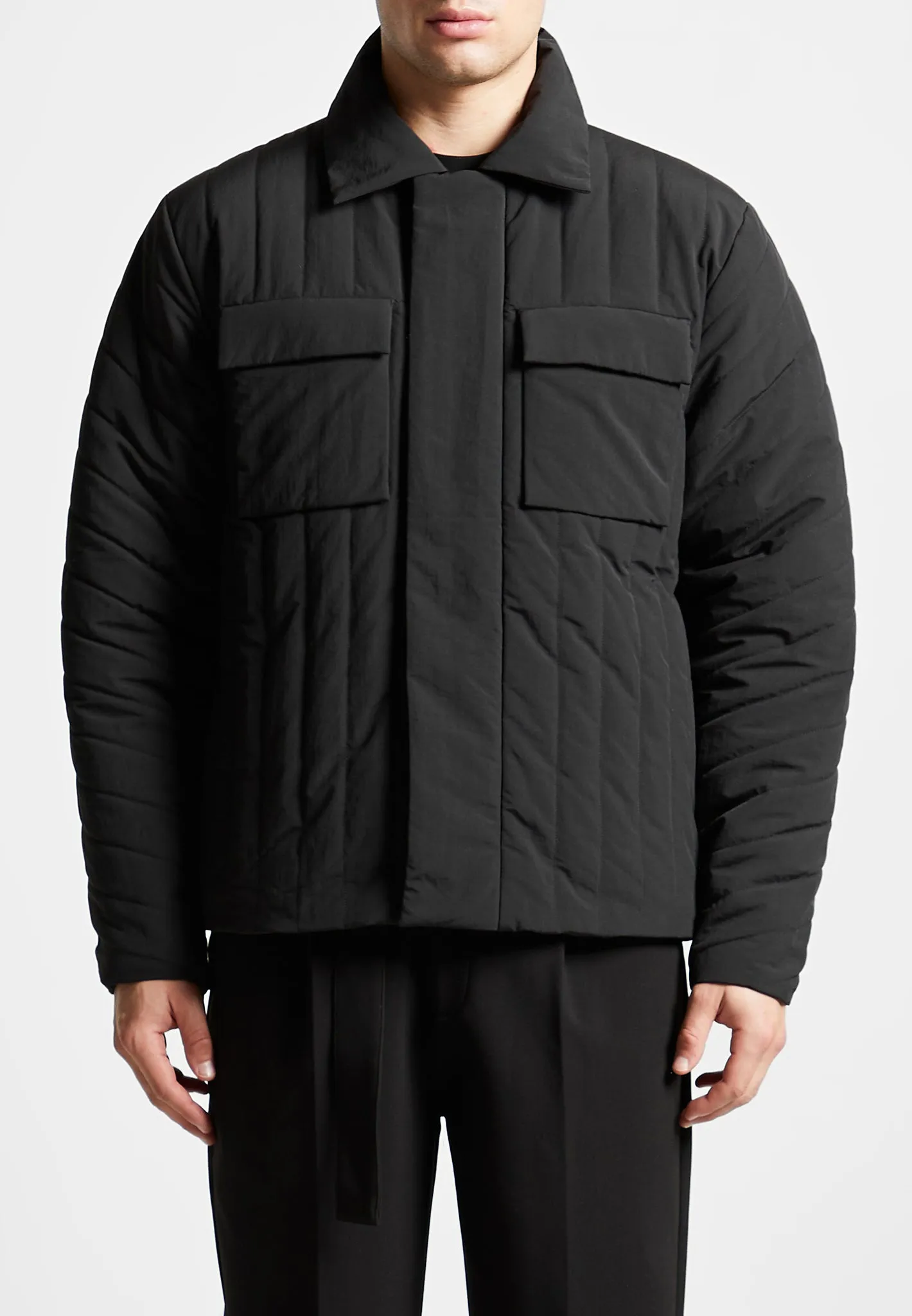 Quilted Harrington Jacket - Black