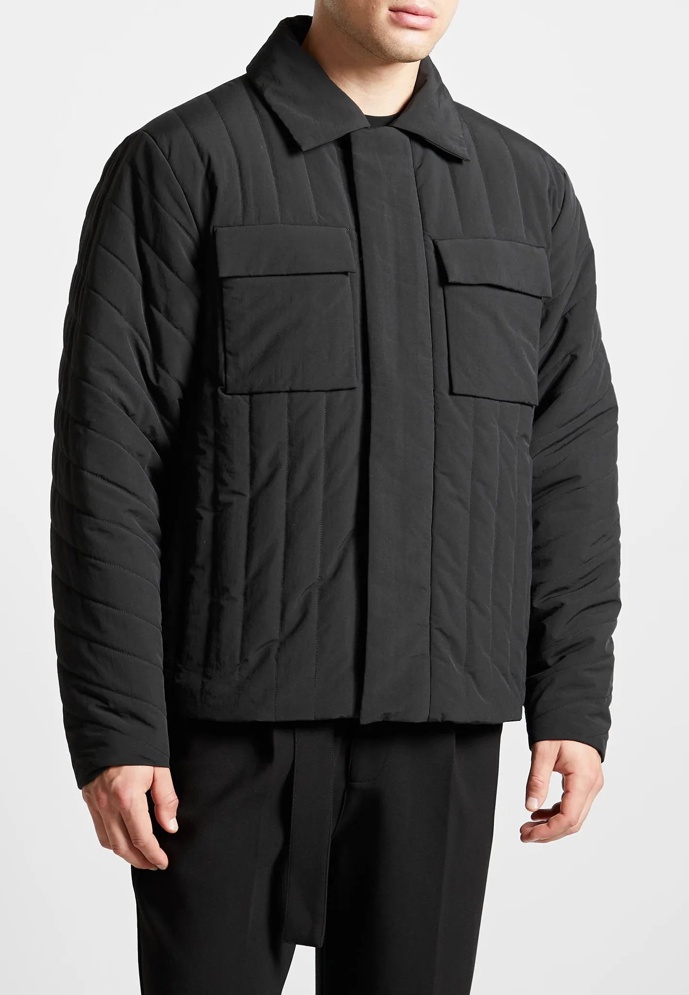 Quilted Harrington Jacket - Black