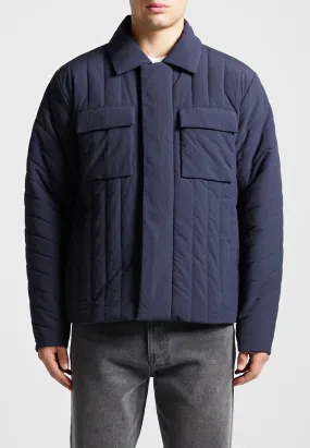 Quilted Harrington Jacket - Navy