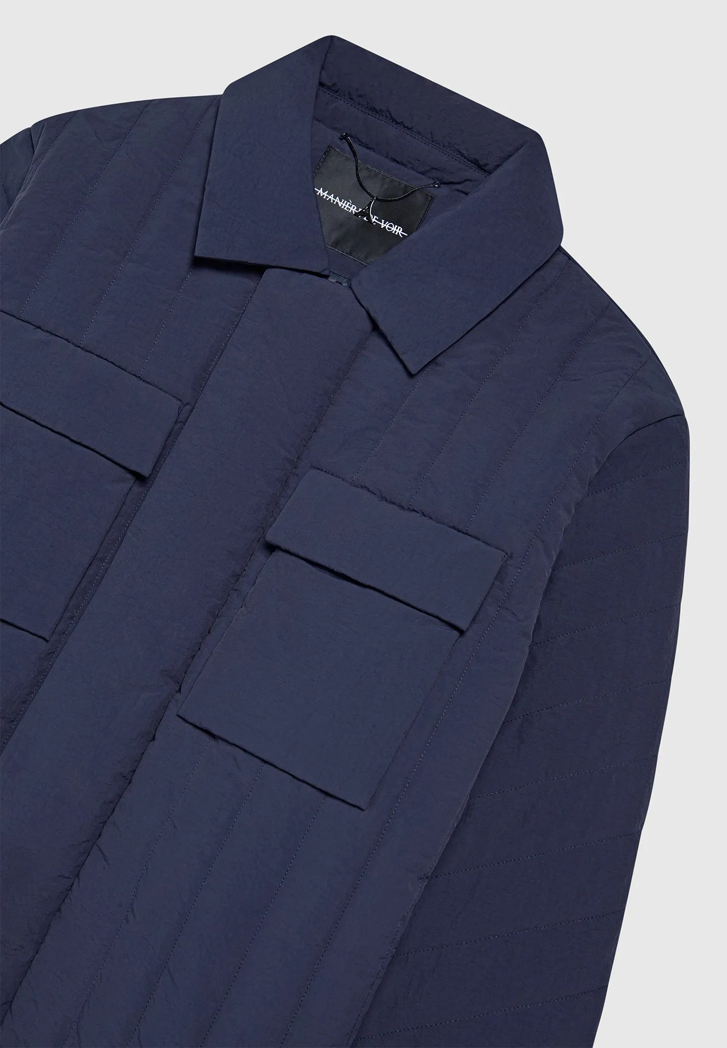 Quilted Harrington Jacket - Navy