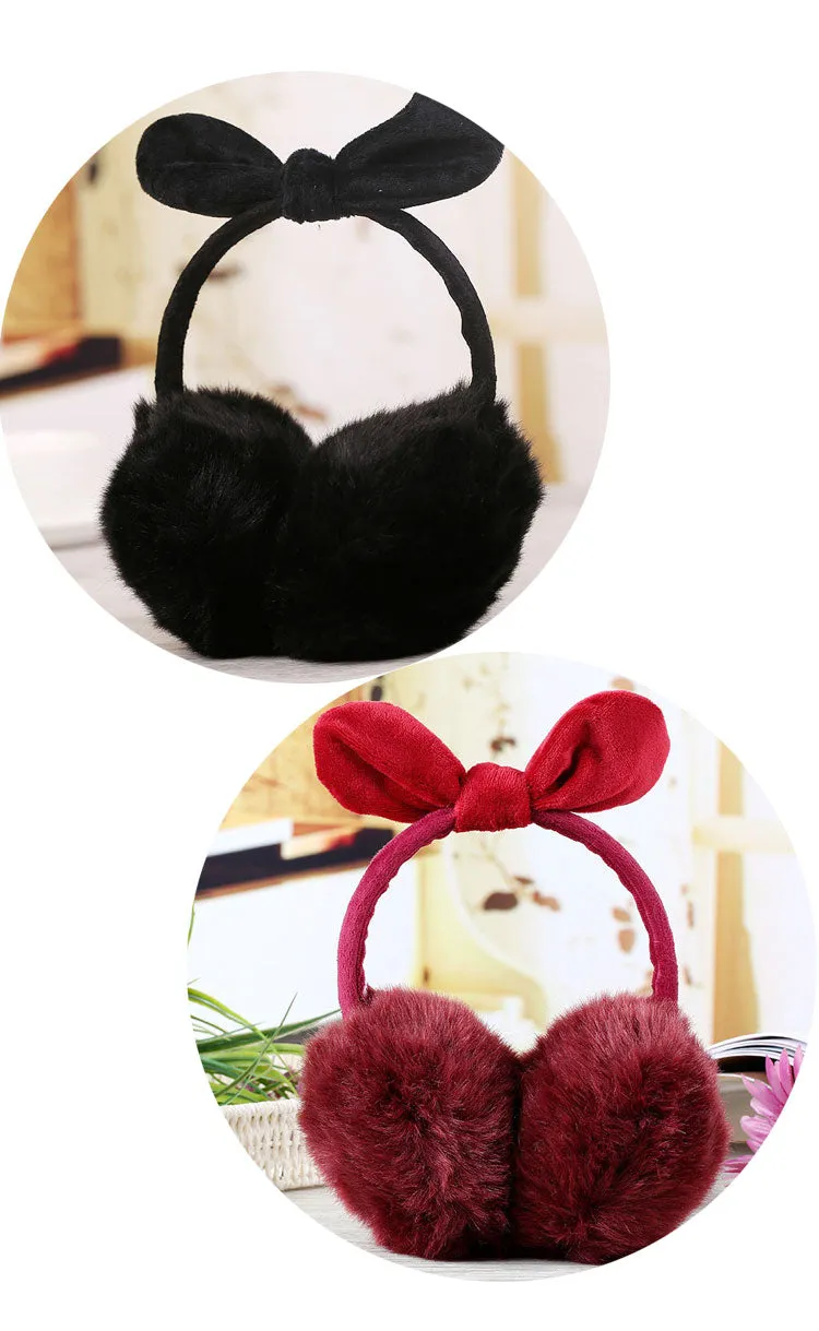 Rabbit ears fur winter Earmuffs