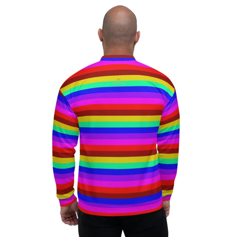 Rainbow Stripe Bomber Jacket, Gay Pride LGBTQ Friendly Best Jacket For Men or Women