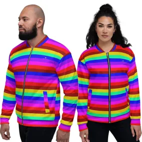 Rainbow Stripe Bomber Jacket, Gay Pride LGBTQ Friendly Best Jacket For Men or Women