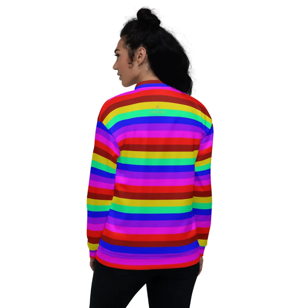 Rainbow Stripe Bomber Jacket, Gay Pride LGBTQ Friendly Best Jacket For Men or Women