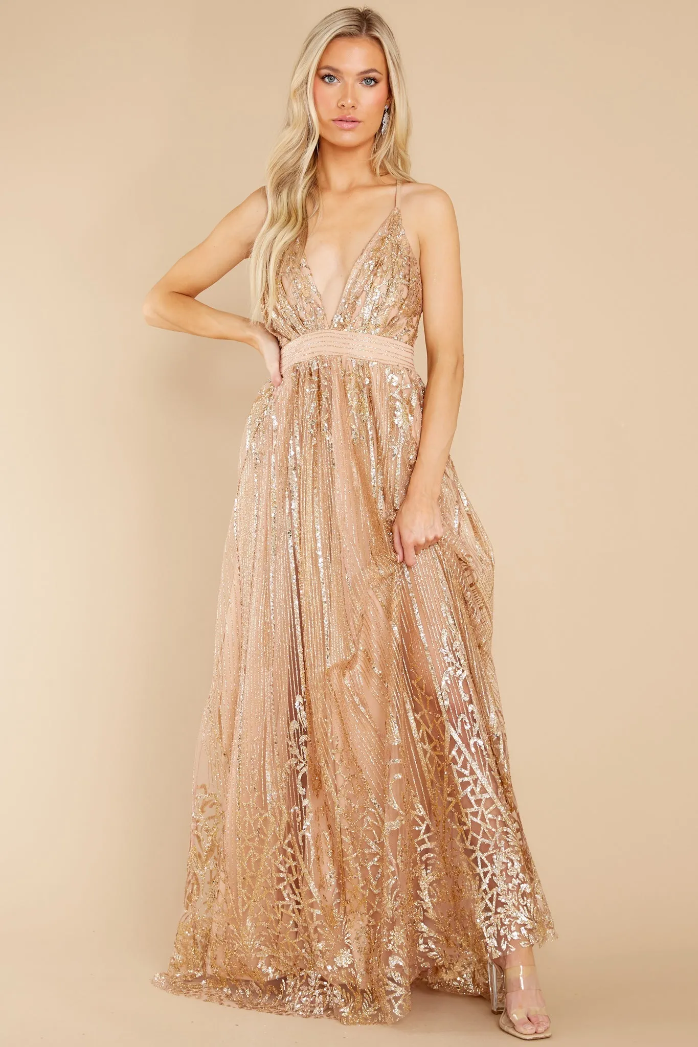 Real Elegance Rose Gold Maxi Dress