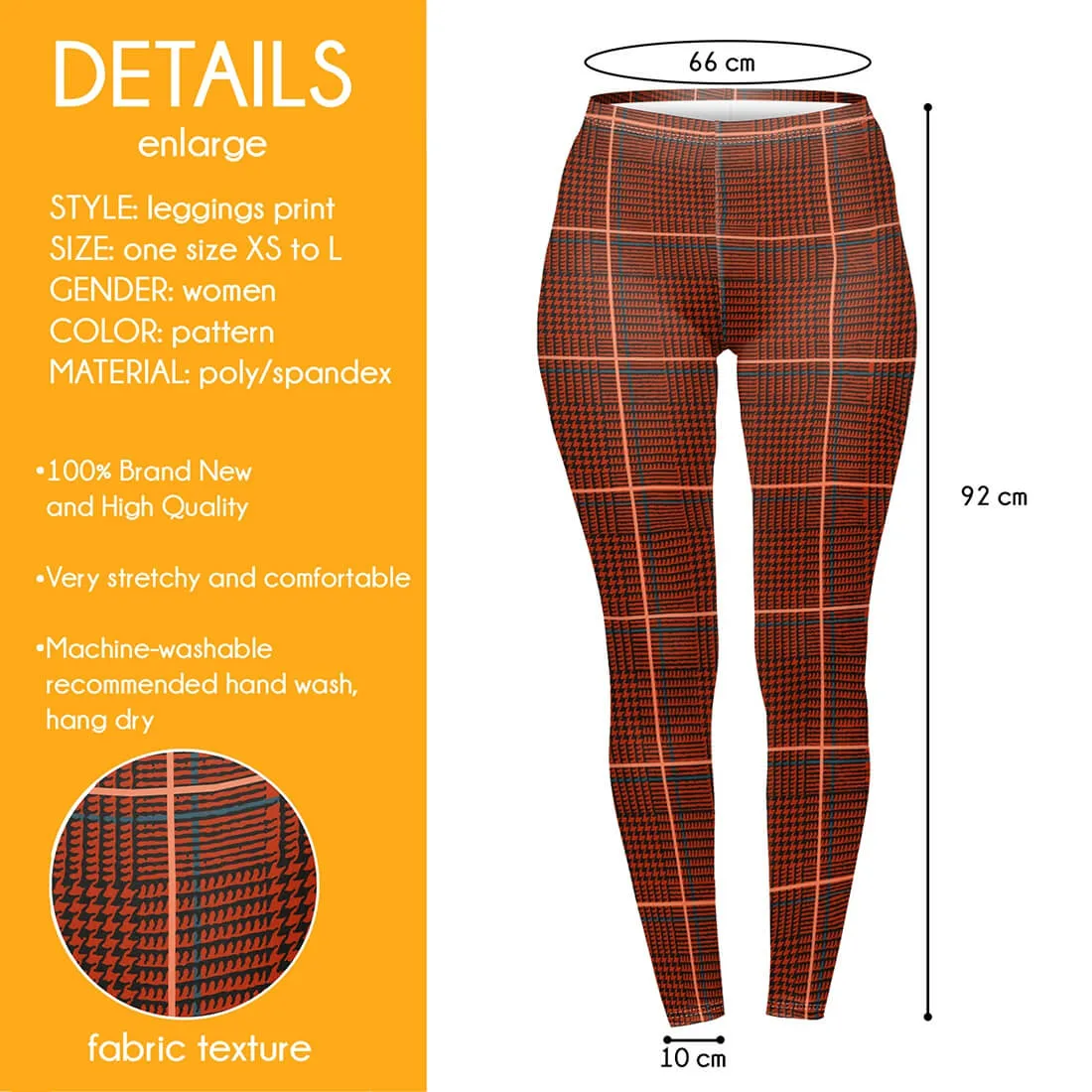 Regular Leggings (8-12 UK Size) - Burnt Tartan